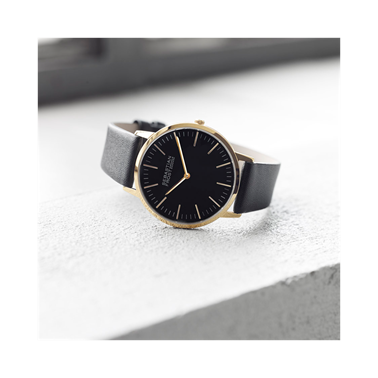 Unisex gold plated stainless steel black
