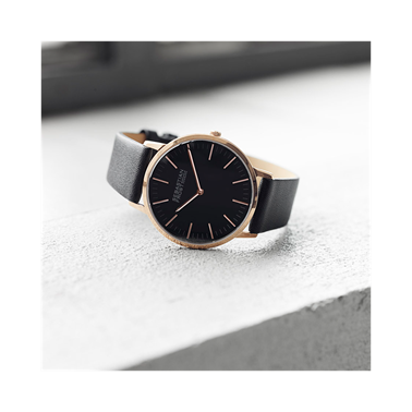 Unisex rosegold plated stainless steel black